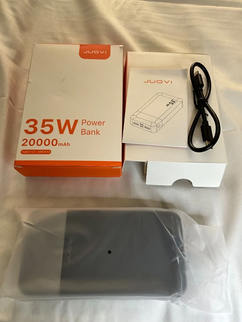 JUOVI Power Bank 20000mAh 35W Charging Portable External External Battery Black